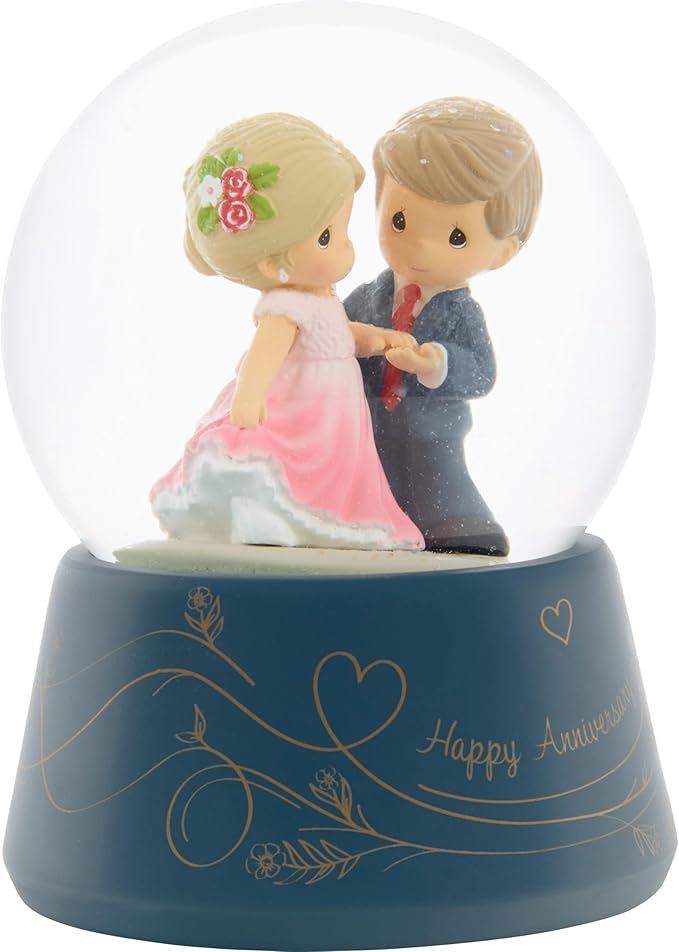 Precious Moments 252103 You Make Life Beautiful Anniversary Musical Figurine with Glass Globe, Romantic Dancing Couple Snow Globe, Plays Let Me Call You Sweetheart