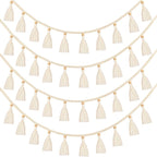 Tatuo Boho Macrame Tassel Garland for Classroom Decor Hanging Tassel Garland Bunting Boho Classroom Decor for Nursery Room Birthday Party Bedroom Dorm(4 Pieces,47.2 Inch)