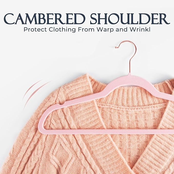 HOUSE DAY Pink Velvet Hangers 360 Pack, Premium Non-Slip Felt Clothes, Sturdy Heavy Duty Coat, Durable Hangers for Suits, Space Saving with No Hanger Mark, 360° Swivel Rotating Rose Gold Hook