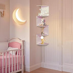 ShellKingdom Corner Shelf Wall Mount, 5 Tier Corner Bookshelf, Floating Display Shelves for Home, Living Room, Bedroom, Office, Bathroom, Small Spaces Decorations, 7.87 X 7.87 X 33.46 INCHES (White)