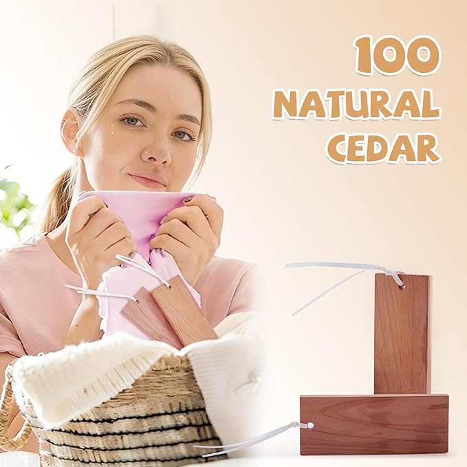 2 Pack Cashmere Storage Bags with 2 Cedar Blocks, Cotton Sweater Garment Storage Pouches with Natural Cedar for Odor Control, Closet Drawer Seasonal Clothing Organizer,17 x 13.5 Inch