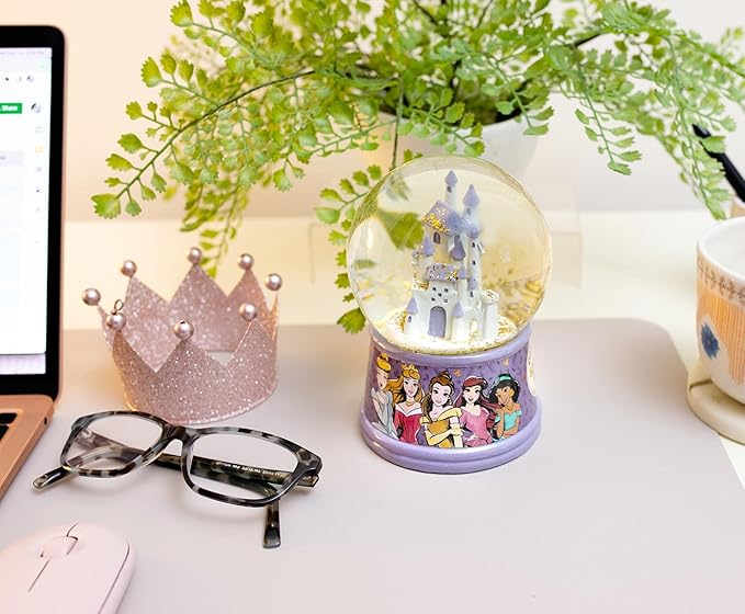 Silver Buffalo Disney Princess Light Up Snow Globe│Cinderella, Aurora, Belle, Ariel, and Jasmine│5.5 Inches Tall, 100mm (Stardard)