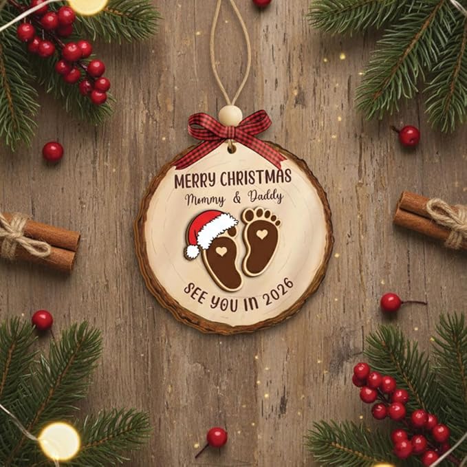 Baby Coming Soon 2026, Baby Announcement Christmas Ornament for New Parents, Expecting Couple, Promoted to Grandparents Gift, Baby Pregnancy Announcement for Family