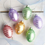 Lillian Vernon Pastel Frost Blown Glass Easter Ornaments - Handcrafted Hanging Tree Decorations, Easter Egg Holiday & Party Decor, 2 in, Assorted, 12-Piece Set