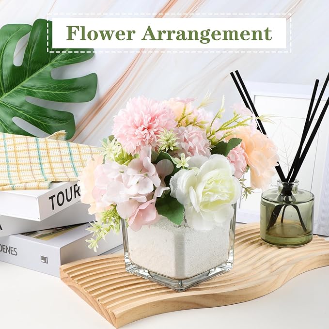 1 Pack Square Glass Vase 4" x 4" x 4", Clear Flower Vase for Centerpieces, Candle Holder for Wedding Party Events, Home Décor