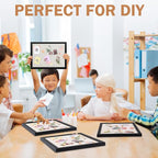 Teling 4 Pack Wood Bulletin Boards with Linen 12''x 16'' Cork Board for Walls with 90 Pushpin Decorative Wood Framed Display for School Office Home Decor (Black)