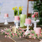6 PCS Artificial Spring Summer Swag Wreaths Mini Pink Forsythia Lavender Kitchen Cabinet Wreath Small Floral Hanging Flowers Wreaths for Front Door Wedding Farmhouse Porch Wall Window Tabletop Decor