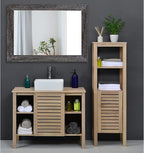AAZZKANG Wall Mirror with Rectangle Wood Frame Large 26"x18" Rustic Decorative Hanging Mirrors for Bedroom Bathroom Living Room Home Office