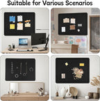 Thboxes Bulletin Board, 36" x 24" Foldable Cork Board Felt Pin Boards with 35 Pushpins Self-Adhesive Photo Decorative Felt Boards for Walls, Office, School, Classroom, Home, Bedroom - Black