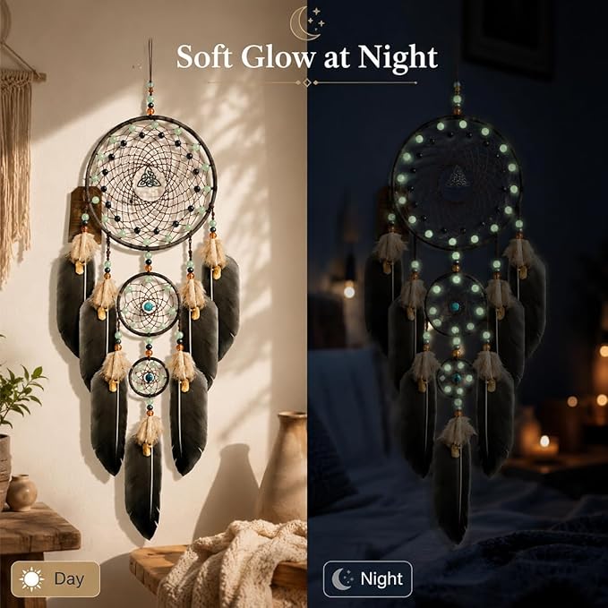 Dream Catchers for Adults Dreamcatcher Handmade Feather Native Home Wall Decoration Brown