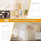 Ulif E13C Pro Heavy Duty Closet Organizer System，Freestanding Clothing Racks for Hanging Clothes，Adjustable Garment Rack 75" W x16 D x77 H Hold 1000lbs，White Rack with White Dustproof Cover
