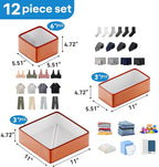 Vegan Leather Drawer Organizers,12 Pack Makeup Storage boxes,Vanity Drawer Luxury upgrade,Bedroom fabric Drawers replacement,bathroom organization and storage Optimal solution