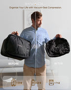 Vacuum Bags for Travel with Pump (Built-in), Vacuum Seal Bags for Clothing Travel to Save Space in Carry-On & Backpack, Reusable Compression Packing Cubes for Luggage & Suitcase (Black,1-Pack)
