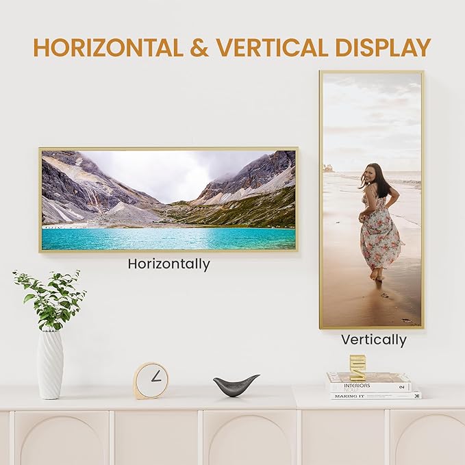 11x27 Aluminum Metal Picture Frame,Tempered Glass Gold Photo Frame 11x27 for Family Photo,Posters,Art,Document to Wall Mount Horizontally or Vertically