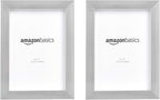 Amazon Basics Rectangular Photo Picture Frame, 5" x 7", Pack of 2, 8.31 x 6.30 inches, Nickel
