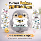 Funny Friendship Gift - Cute Crochet Penguin with 30 Badass Affirmation Cards for Women Best Friends Bestie Coworkers - Birthday Gifts, Easter Basket Stuffers, Emotional Support Animal Gift for Her