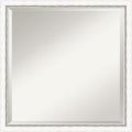 Amanti Art White Wall Mirror 22x22 Morgan White Silver Square Bathroom Mirror for Wall Decor Living Room, Medium Modern Wood Frame, Hangs Horizonally and Vertically, Bathroom Decor, Beveled Edge