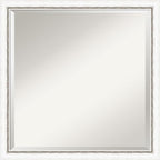 Amanti Art White Wall Mirror 22x22 Morgan White Silver Square Bathroom Mirror for Wall Decor Living Room, Medium Modern Wood Frame, Hangs Horizonally and Vertically, Bathroom Decor, Beveled Edge
