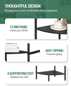 Hzuaneri Corner Shelf Stand, Corner Bookshelf, Plant Shelf, Corner Display Rack, Standing Shelf with Metal Frame for Living Room, Bathroom, Kitchen, Industrial Style, 6 Tier Black CS06604B