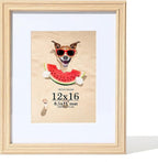 TKYGU12x16 Picture Frame,Poster frame for Wall, 12 By 16 Wooden Photo Frame with Real Glass,Display Pictures 8.5x11 with Mat or 12 x 16 Without,Art Collage Gallery Perfect for Home Gifts