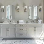 ANDY STAR Rectangle Scalloped Mirror, 24"x40" Polished Chrome Bathroom Mirror in SUS304 Stainless Steel Metal Frame, Silver Vanity Mirror with Unique Arched Top Design
