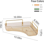 YCIA&DONE Corner Bathroom Counter Organizer, Makeup Organizer for Vanity, Skincare Cosmetic Perfume Tray, Corner Countertop Shelf Rack Storage for Bathroom Kitchen 1 Tier (Amber Gold)