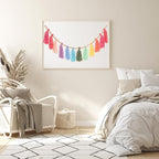 Colorful Tassel Garland Yarn Bunting Banner with Wood Bead for Kids Nursery Room Bedroom Wall Hanging Decor Birthday Party Baby Shower Wedding Decor