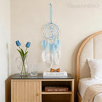 Framendino, Blue Butterflies Dream Catcher with Colorful Feather for Wall Decoration