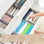 Wardrobe Clothes Organizer, 7 Grids Washable Portable Closet Organizer Mesh Separation Storage Box Foldable Closet Drawer Organizer for Underwear, Socks, Scarves, Jeans (Grey, 2 Jeans Grid)