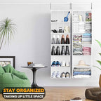 SpaceAid 2 Pack Hanging Closet Organizer and Storage with Dividers, 24 Compartments Hanging Shoe Shelves for Closet, Wardrobe, RV, Garment Rack - White