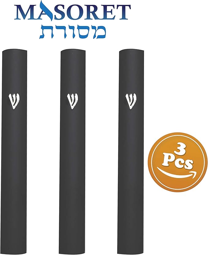 3-Piece Aluminum Door Mezuzah Cases: Special Profile, No Holes, 5-Inch 12cm Hebrew Parchment Scroll Holder Boxes