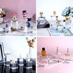 Hipiwe 4PCS Acrylic Display Risers Stand Clear Square Action Figures Collection Organizer Holder Collectibles Display Blocks Tabletop Jewelry Perfume Display Stand Photography Props