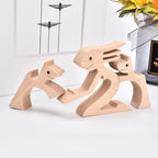 ISHINE Wood Decor Wooden Statue Man and Dog Figurine Handmade Carved Creative Home Office Gift for Men Women Accents Decoration Natural ECO Friendly 7x3 inches (Woman & Dogs Embrace)
