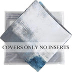 Throw Pillow Covers 18x18 Set of 2 Blue and Grey Art Throw Pillow Covers Soft Decorative Couch Pillow Covers for Home Living Room Bedroom