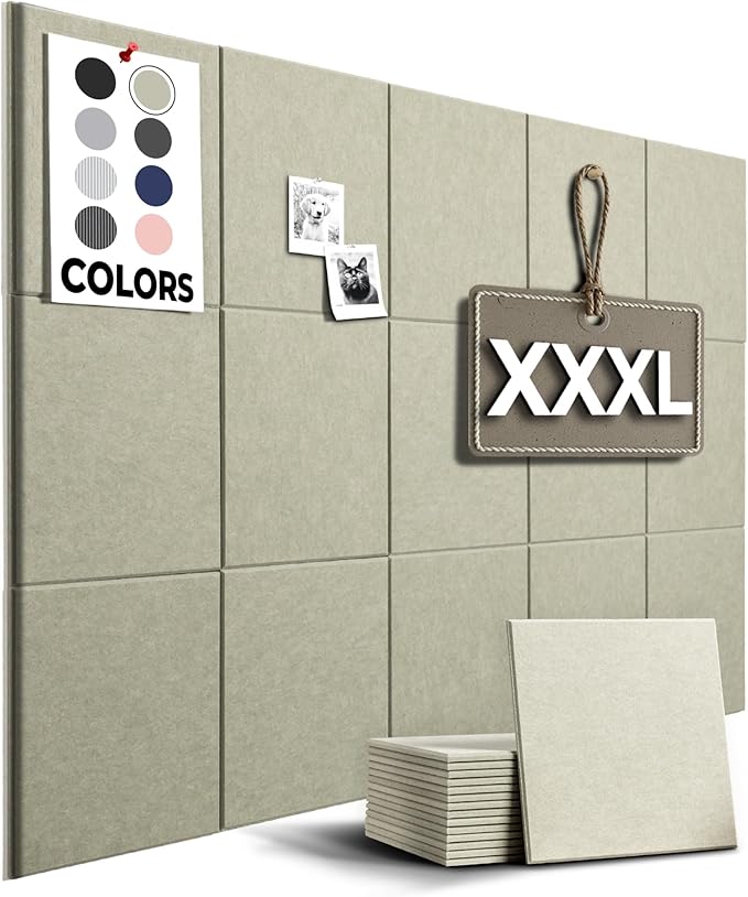 WALLHERO Corkboards for Wall, 59"x36" | 15 Pack | Cork Board Squares, Pin Up Board, Office Board for Wall, Big Bulletin Board, Cork Roll with Adhesive Backing (Sage Green)