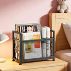 Black Magazine Holder, Magazine File Holder, Magazine Rack Floor Magazine Basket, Magazine Stand for Letters, Magazines, Books, Newspapers, Folder Organizer Bin for Books