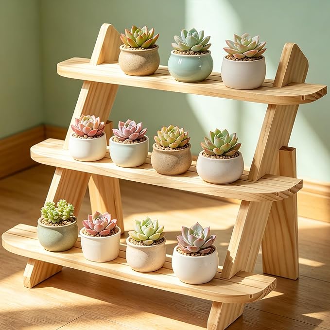 Wooden Display Riser,3 Tier Earring & Ring Holder Stands,Farmhouse Cupcake Stands ,Table Display Stand For Vendors,Organizer Showcase for Tabletop Shows and Home Using ,Wood Rustic Risers