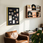 Linen Bulletin Board 24" x 18", Black Fabric Pin Board with Gold Aluminum Frame, Decorative Vision Board for Home Office, Bedroom & Dorm Wall Decor, Includes 10 Push Pins