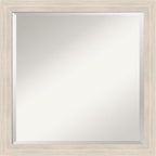 Amanti Art White Wall Mirror 23x23 Hardwood White Wash Narrow Square Bathroom Mirror for Wall Decor Living Room, Medium Country Rustic Wood Frame, Hangs Horizonally and Vertically, Bathroom Decor,