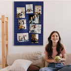 MaxGear Large Cork Boards for Walls 36" x 24", Dark Blue Felt Bulletin Board Tiles for Office Decor, 6 Pack Felt Wall Tiles with Slat Paneling, Push Pin Board Home Wall Organizer