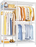 Ulif F7 Medium Garment Rack, Heavy Duty Clothes Rack, Clothing Racks for Hanging Clothes, 6-Tiers Freestanding Portable Closet Storage Rack 45'' W × 14.6'' D × 76.6'' H, Max Load 750 Lbs, White