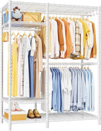 Ulif F7 Medium Garment Rack, Heavy Duty Clothes Rack, Clothing Racks for Hanging Clothes, 6-Tiers Freestanding Portable Closet Storage Rack 45'' W × 14.6'' D × 76.6'' H, Max Load 750 Lbs, White