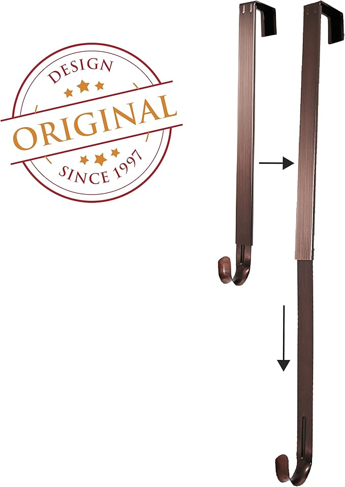 Haute Decor Adapt Adjustable Length Door Wreath Hanger with Interchangeable Icons (Oil-Rubbed Bronze-Reindeer/Pumpkin/Butterfly/Fleur de lis) - 4 Wreath Hangers in 1