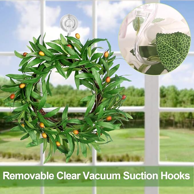 2PCS Wreath Hanger, Suction Cup Hooks with Key Lock, Heavy Duty Vacuum Wall Window Shower Suction Cup Hook and Wreath Hanger for Front Door, Wreath Holders, Plastic Hook Cup Holds up to 22 Lbs