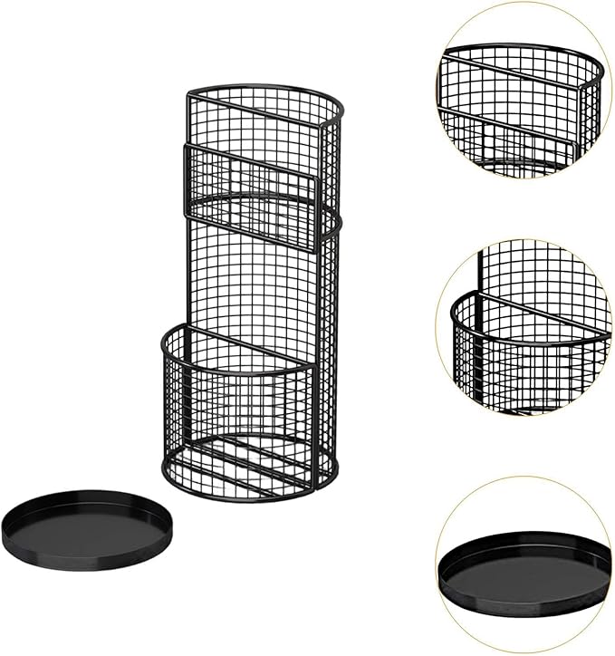 Umbrella Stand Iron Freestanding Organizer Rack Holder Stable Practical Iron Frame Suitable for Hotel Restaurant Entryway Office Hallway, Black