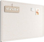 Fluxynara Large Bulletin Board, 47.2" x 35.4" Cork Board Alternative with 24 Safe Removable Adhesive Tabs, Foldable Felt Pin Board for Home Office, Classroom, Bedroom,Entryway for Walls—Oatmeal