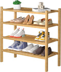4 Tier (Thick) Bamboo Shoe Rack for Closet Free Standing Wood Shoe Shelf for Entryway Small Space Stackable 27"x12"x28" (Natural)