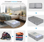Onlyeasy Breathable Under Bed Storage Bags with 4 Reinforced Handles and Sturdy Side Wall, 2 Pack Eco-friendly Underbed Clothing Blankets Organizer with 2 Strong Zippers, Herringbone Grey, MXRUBBSS2P