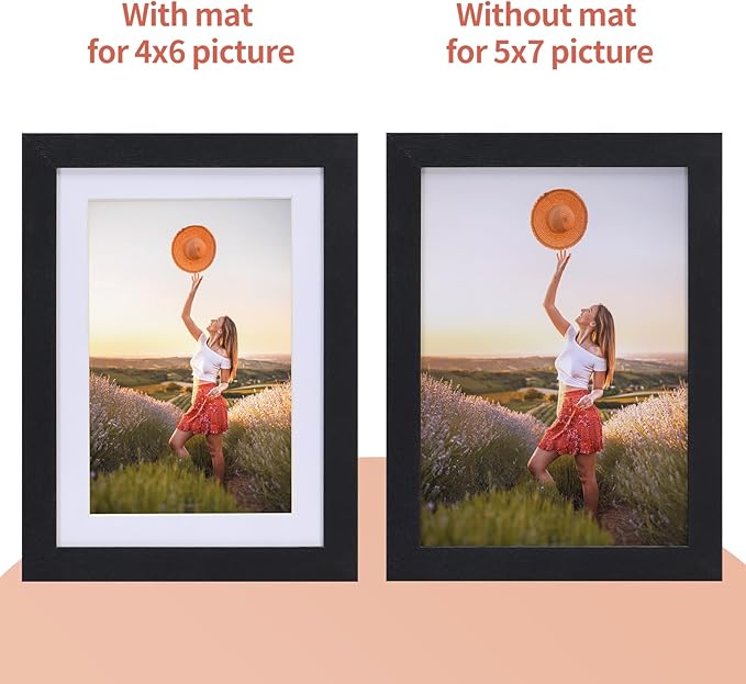 Lyeasw 4x6 Picture Frames Black Set of 15, Display Pictures 4x6 with Mat or 5x7 without Mat, Multi Photo Frames for Wall Hanging or Tabletop