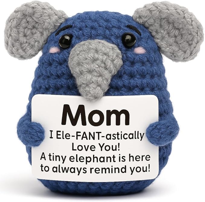 Gifts for Mom from Daughter Son, Handmade Crochet Elephant Doll, Cute Emotional Support Animal Mom Gift, Inspirational Mother Appreciation Gift,Birthday Gifts Idea